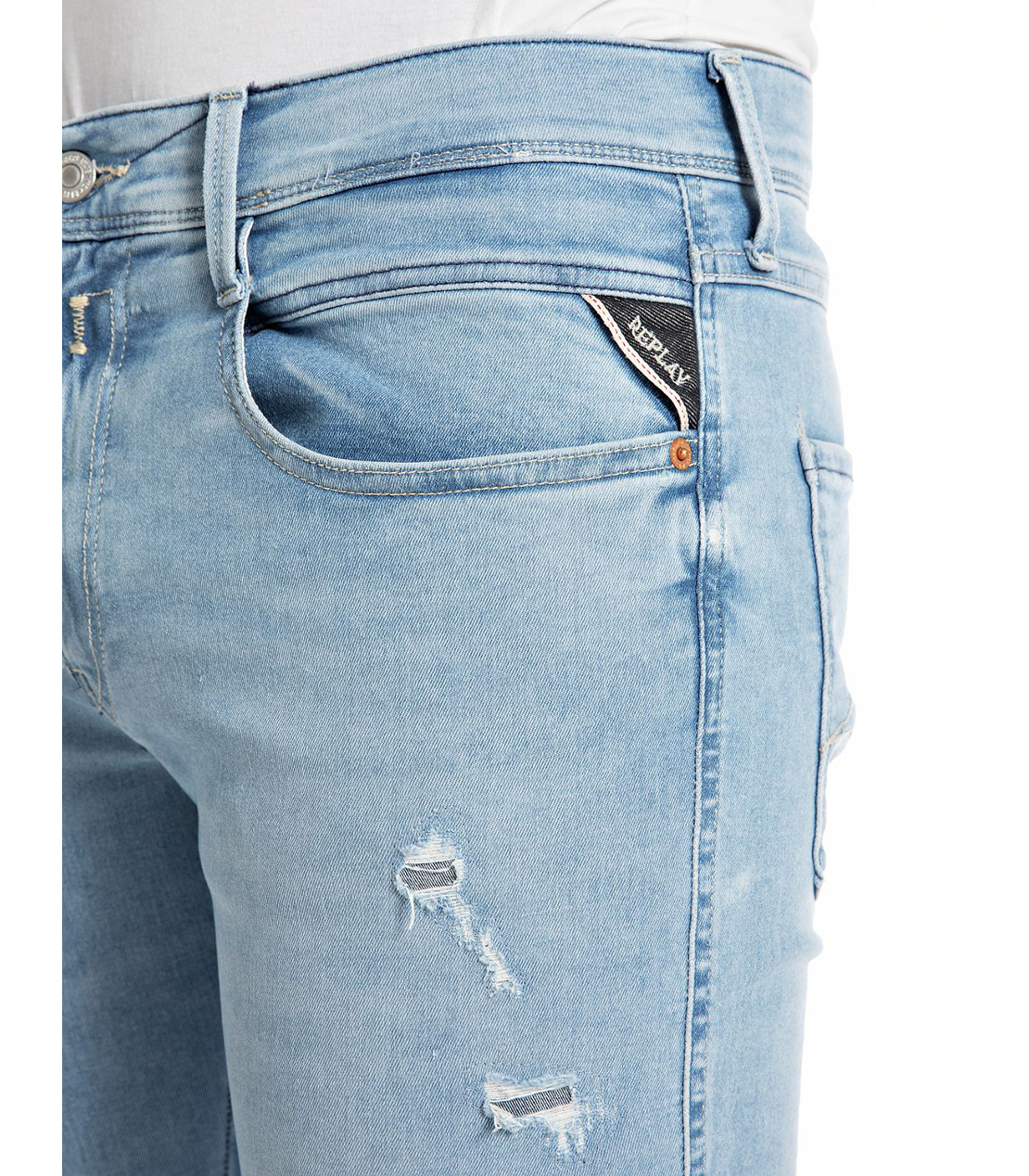 スリムフィットANBASS Hyperflex Re-used Original Broken & Repair 詳細画像 ライトブルー 6